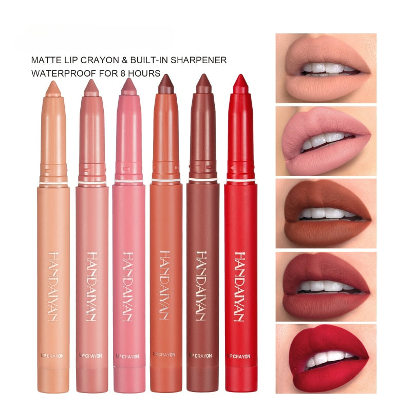 12 Color Rotating Sharpenable Matte Lipstick Pencils