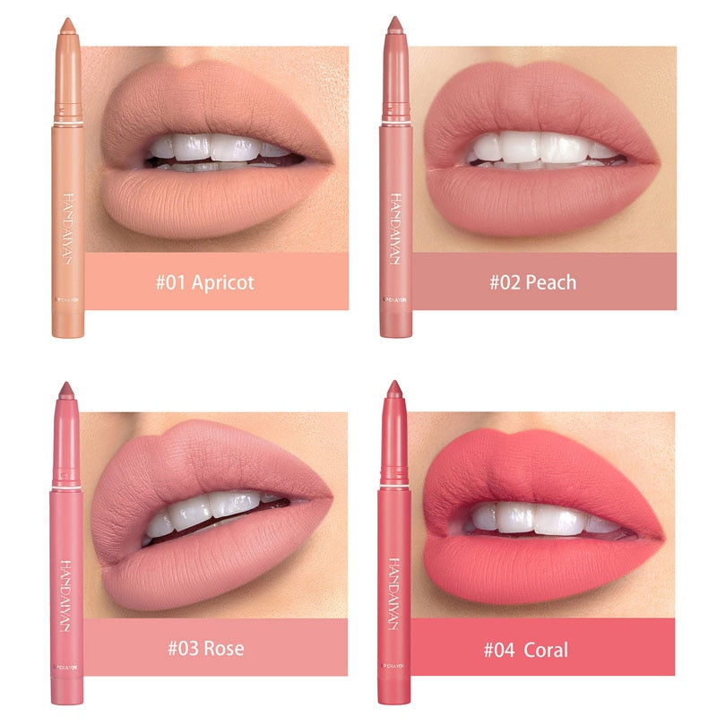 12 Color Rotating Sharpenable Matte Lipstick Pencils